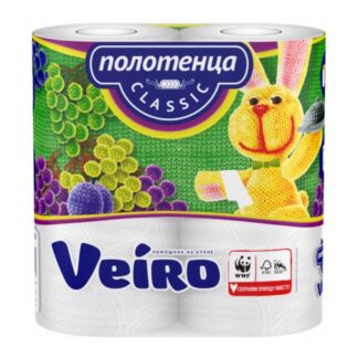 Полотенце бумажное Veiro Classic белое двухслойное, 12 м