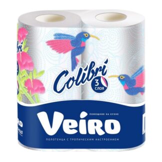 Полотенце бумажное Veiro Colibri белое трехслойное, 13 м
